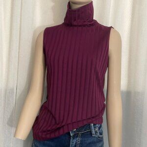 Vintage Beechers Brook turtleneck sleeveless burgundy top size L